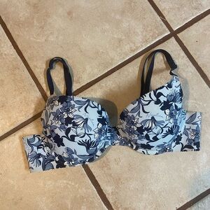 Nautica Women's Blue Floral Underwire Push-up Bra 34C